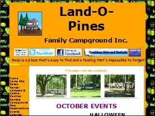 Web site www.camplop.com, Land-O-Pines Family Camp Grounds